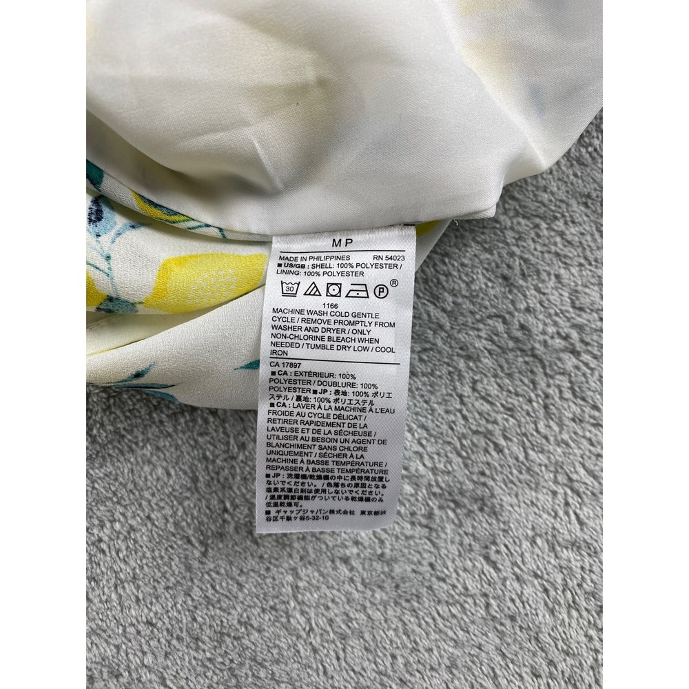 Banana Republic Petite Lemon Print Cami Tank Top Womens MP White Yellow - Picture 8 of 8
